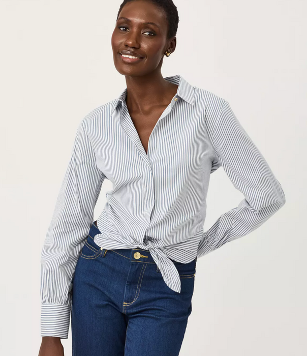 The Tie Lilly Shirt | Low Tide Navy Shadow Shirting Stripe