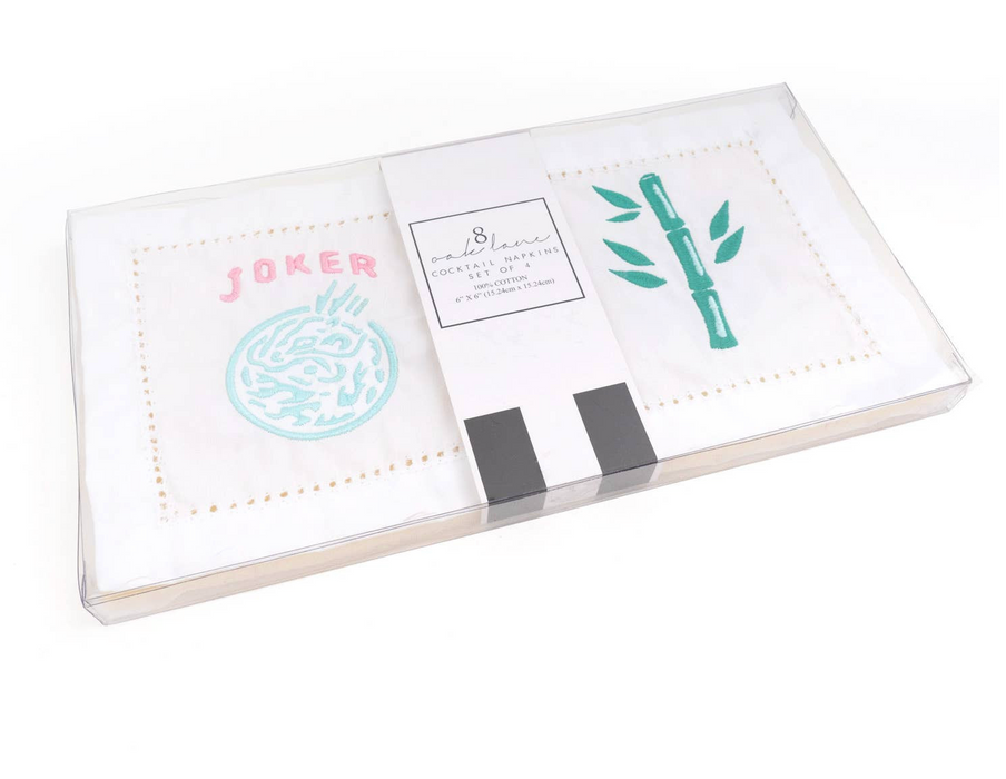 Mahjong Embroidered Cocktail Napkins