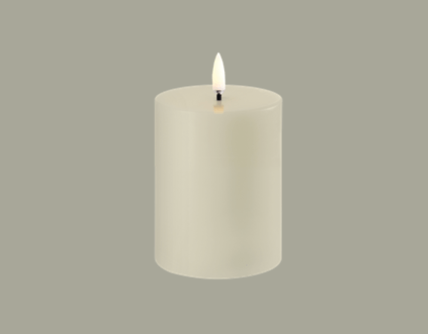 3" x 4" LED 1,000 Hr Pillar Candle | Oyster Grey