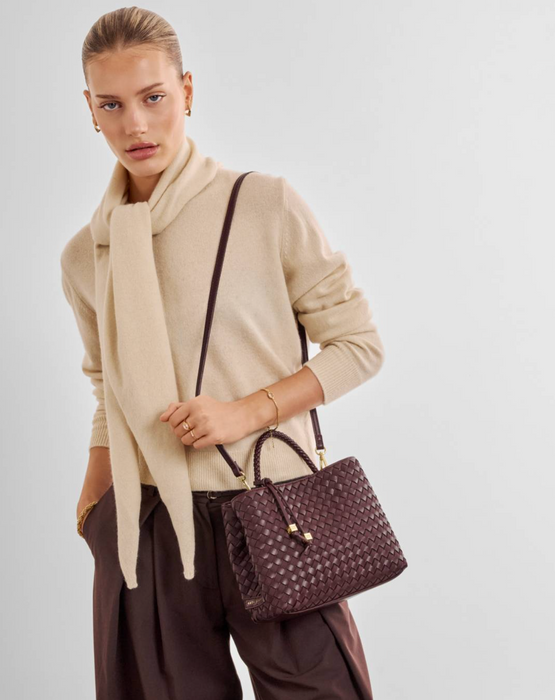Nova Woven Top Handle Bag | Cherry
