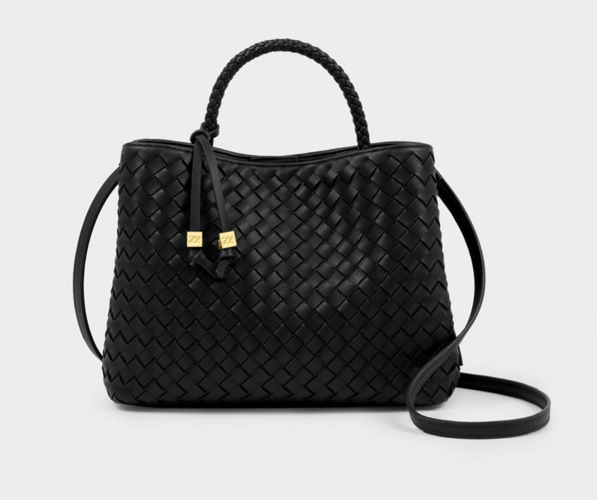 Nova Woven Top Handle Bag | Black