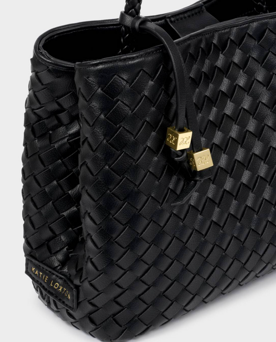 Nova Woven Top Handle Bag | Black