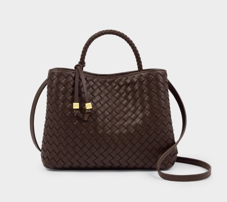 Nova Woven Top Handle Bag | Chocolate