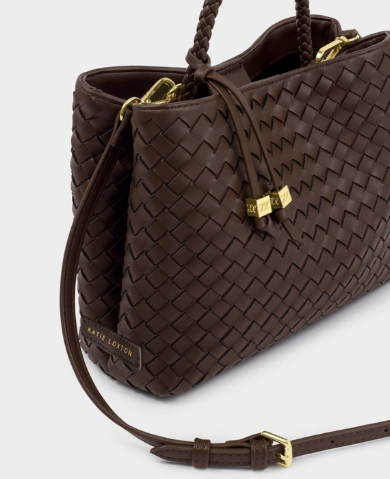 Nova Woven Top Handle Bag | Chocolate