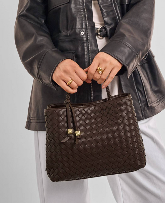 Nova Woven Top Handle Bag | Chocolate