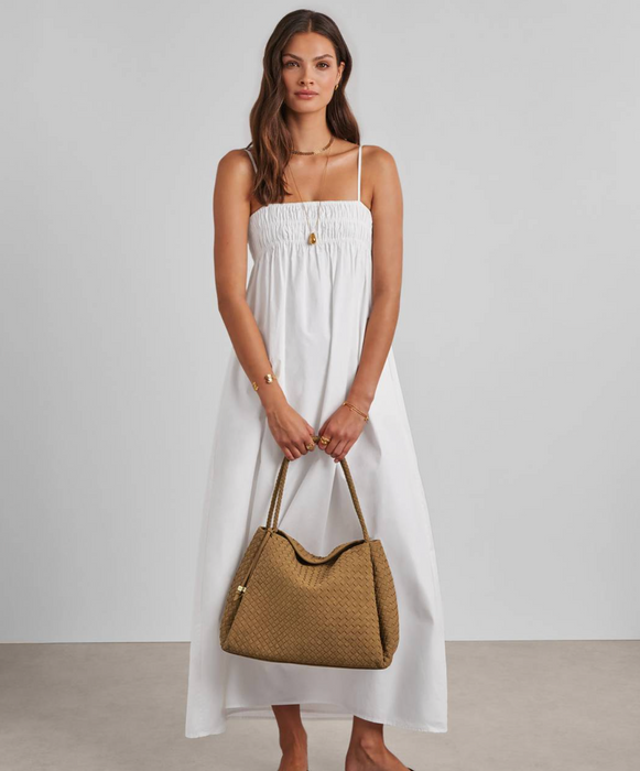 Nova Woven Large Shoulder Bag | Lt Caramel Suedette