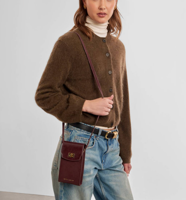 Orin Twist Lock Slim Bag | Cherry Suedette