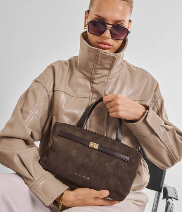 Orin Top Handle Crossbody Bag | Bitter Chocolate Suedette