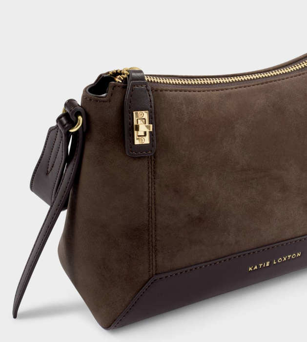 Charlbury Crossbody Bag | Bitter Chocolate Suedette