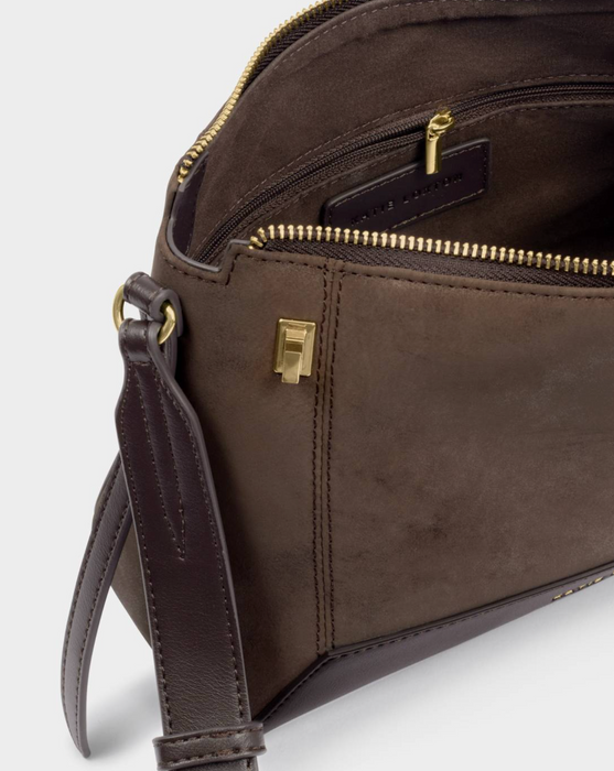 Charlbury Crossbody Bag | Bitter Chocolate Suedette