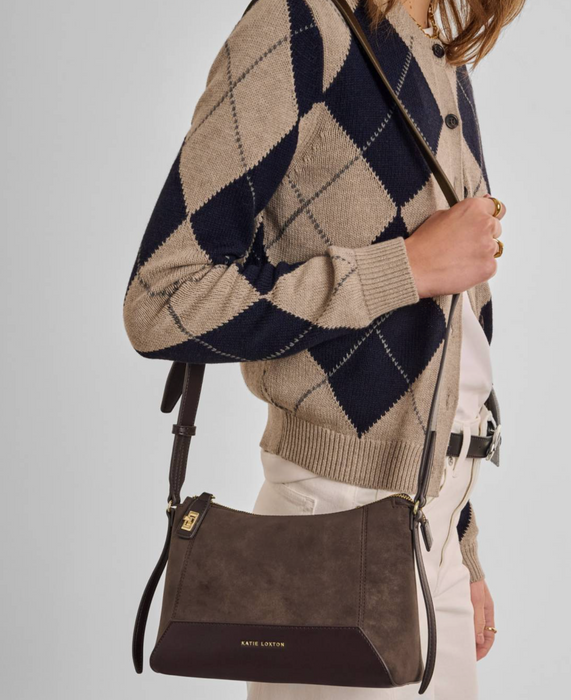 Charlbury Crossbody Bag | Bitter Chocolate Suedette