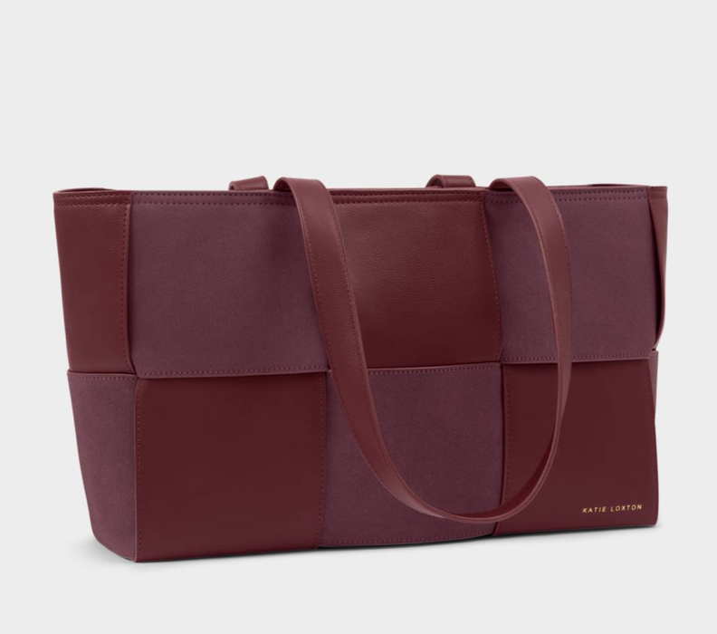 Taya Woven Suedette Tote Bag | Cherry