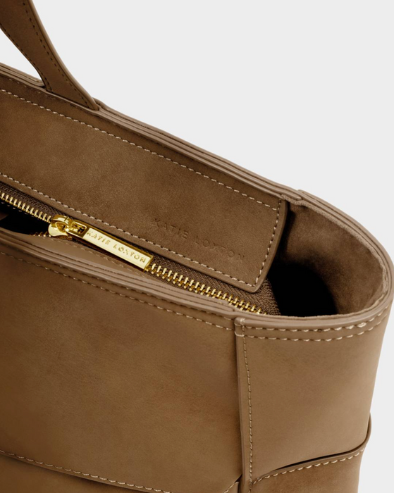 Taya Woven Suedette Tote Bag | Caramel