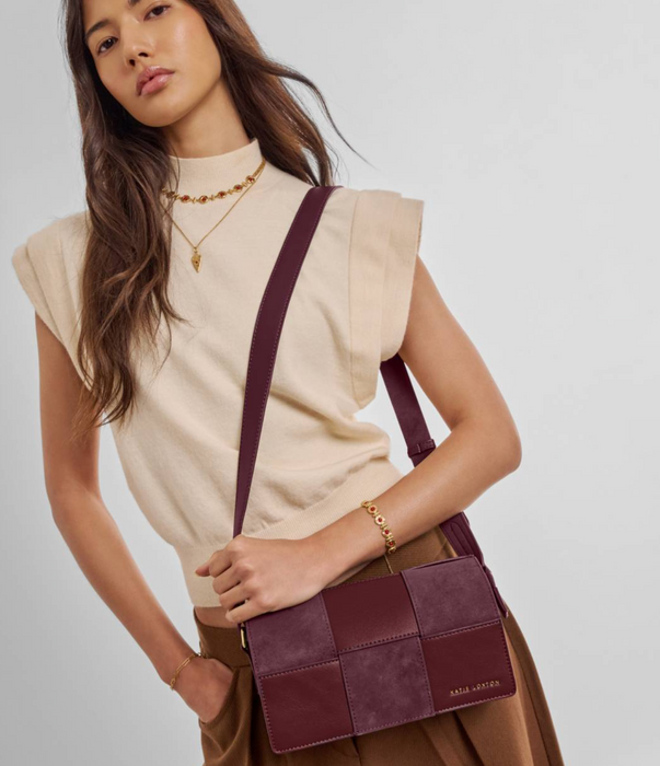 Taya Woven Suedette Crossbody Bag | Cherry
