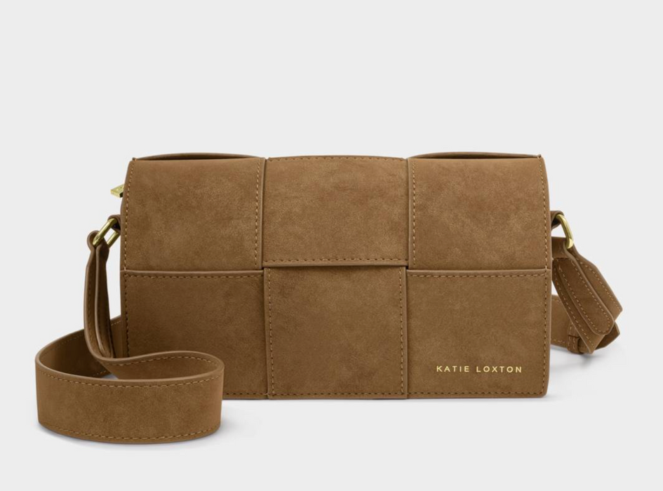 Taya Woven Suedette Crossbody Bag | Caramel