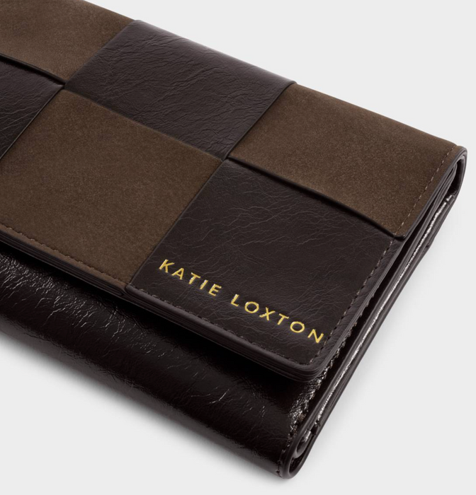 Taya Woven Suedette Wallet | Bitter Chocolate