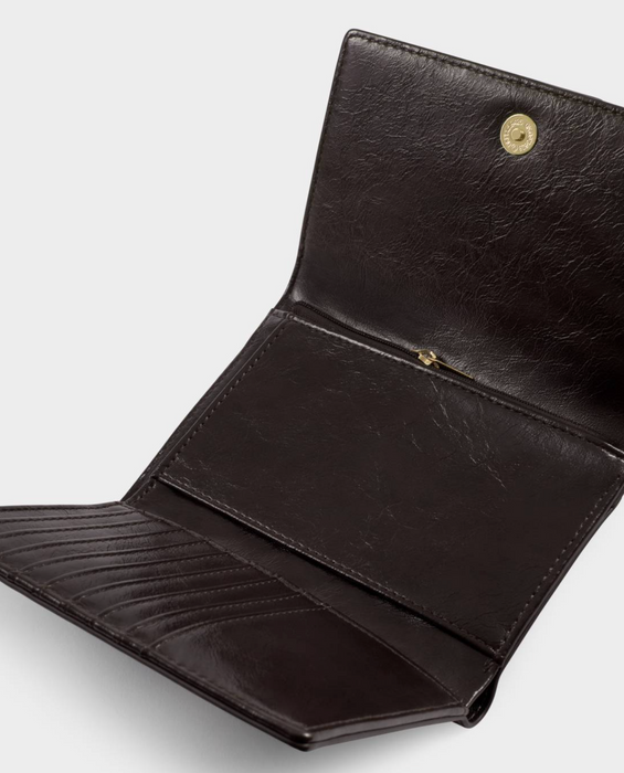 Taya Woven Suedette Wallet | Bitter Chocolate