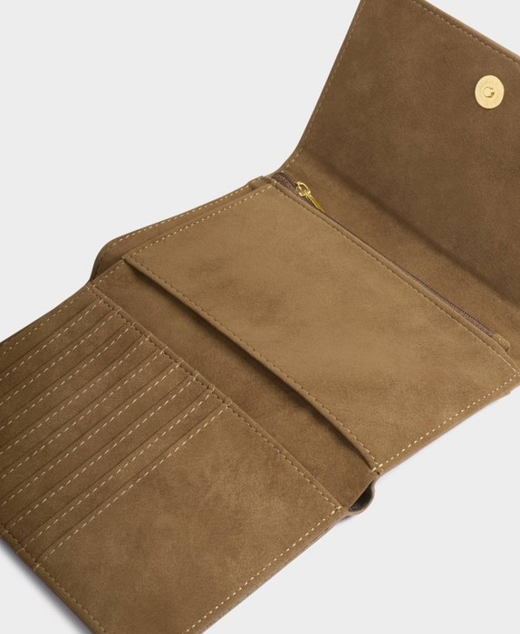 Taya Woven Suedette Wallet | Caramel