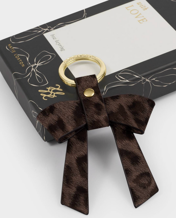 Boxed Bow Keyring | Chocolate Leopard