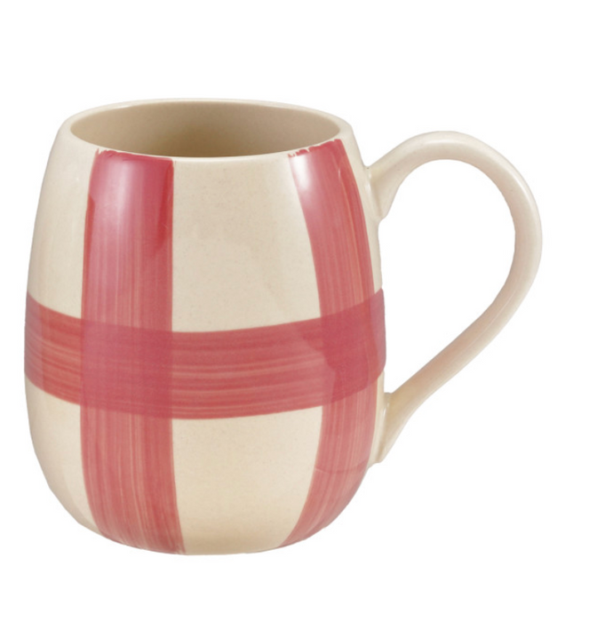Red Plaid Stoneware Mug