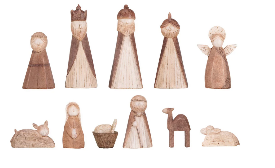 Resin Wood Finish Nativity Set