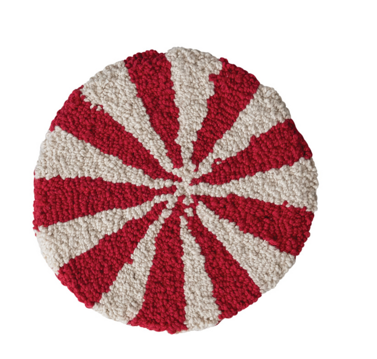 8" Red Round Candy Striped Trivet