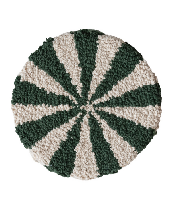 8" Green Round Candy Striped Trivet
