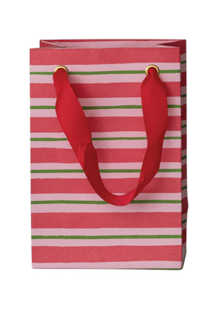 Small Red Stripe Holiday Gift Bag