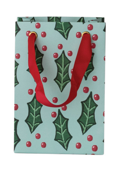 Small Green w/Holly Holiday Gift Bag