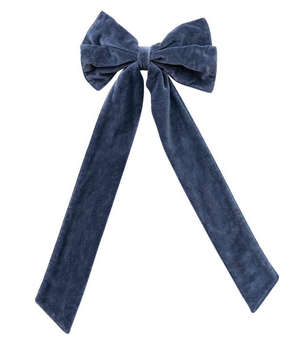 21" Navy Velvet Clip-on Bow