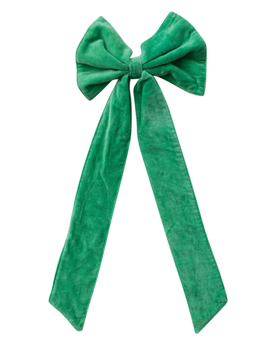 21" Kelly Green Velvet Clip-on Bow