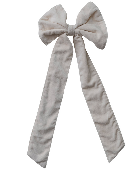 21" Cream Velvet Clip-on Bow