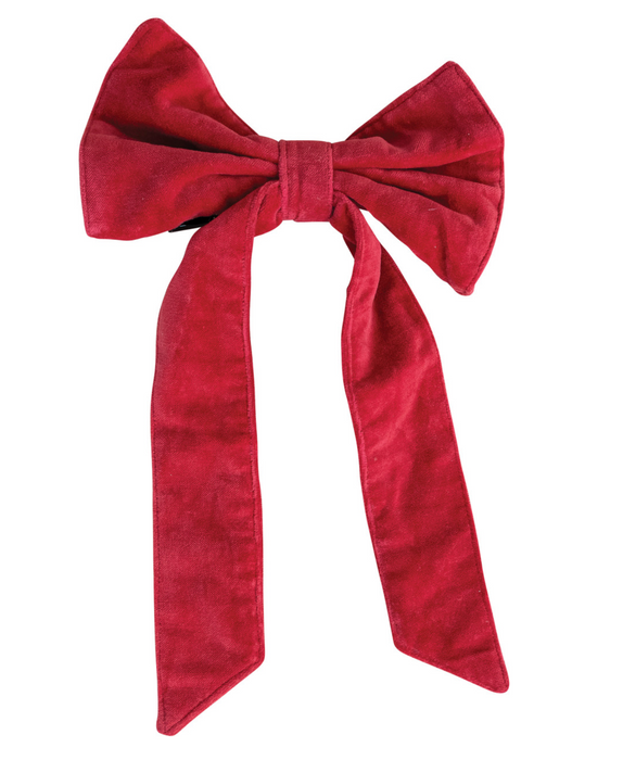 13" Red Velvet Clip-on Bow