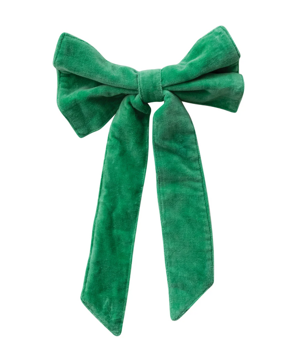 13" Kelly Green Velvet Clip-on Bow