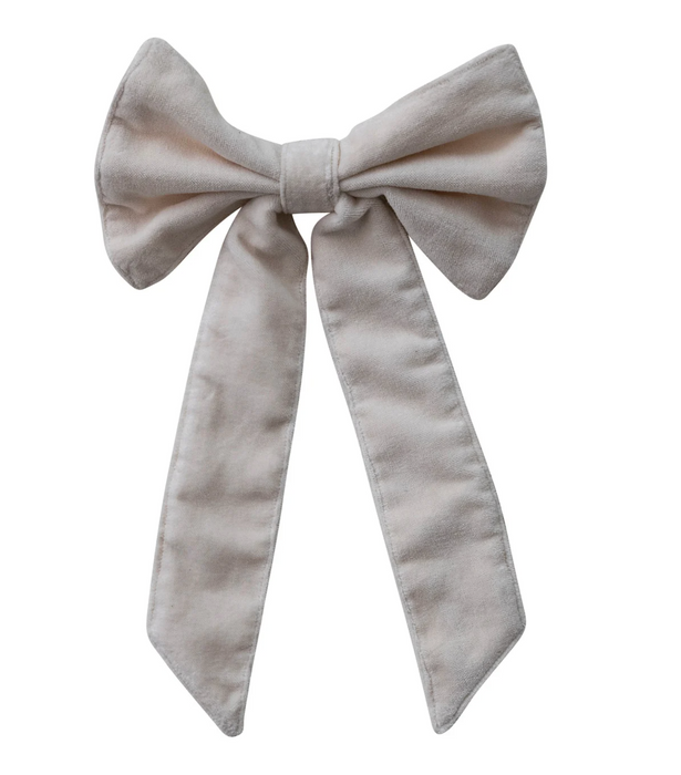 13" Cream Velvet Clip-on Bow