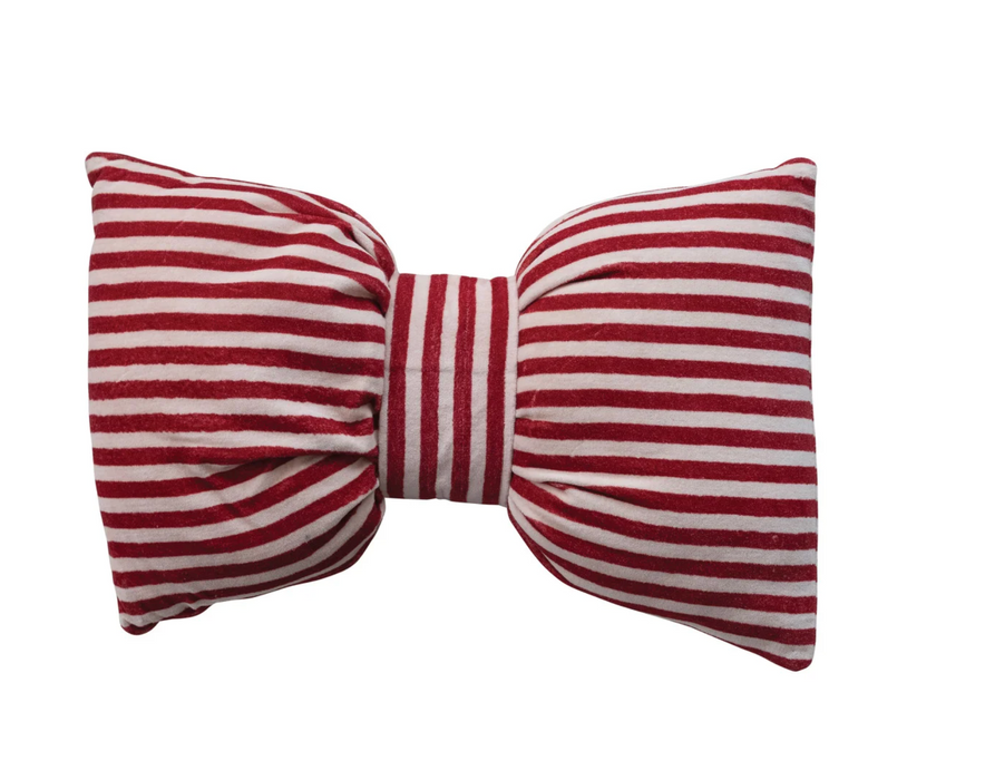 Velvet Bow Shaped Striped Pillow