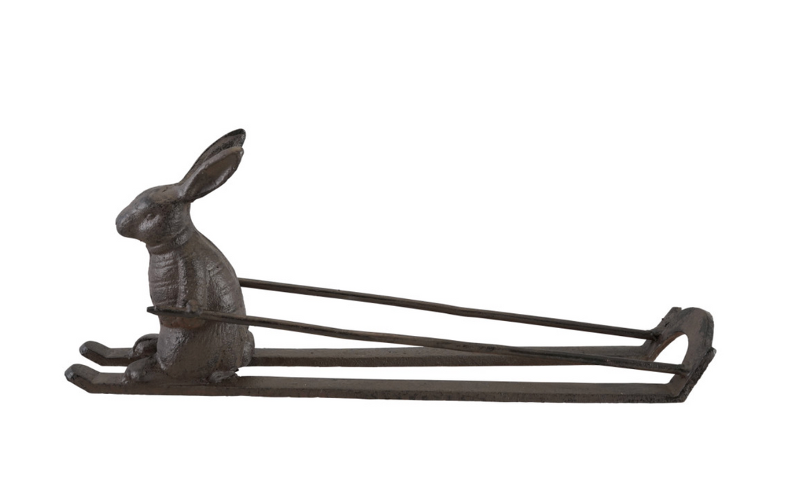 Cast Iron Rabbit on Skis Bottle Holder