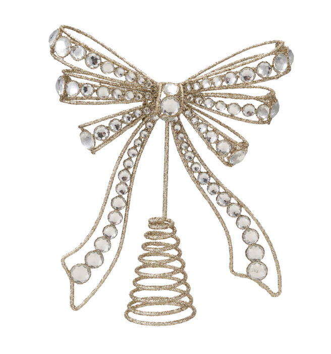 Metal Bow Tree Topper with Acrylic Jewels & Glitter