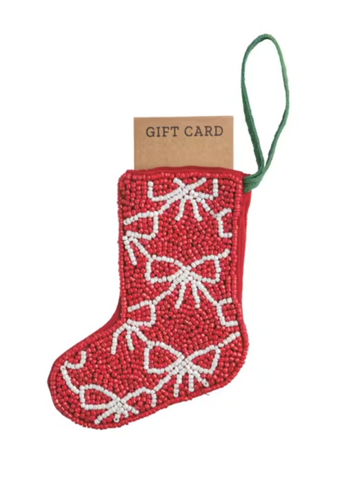 Stocking GC Holder Ornament | Red Bow