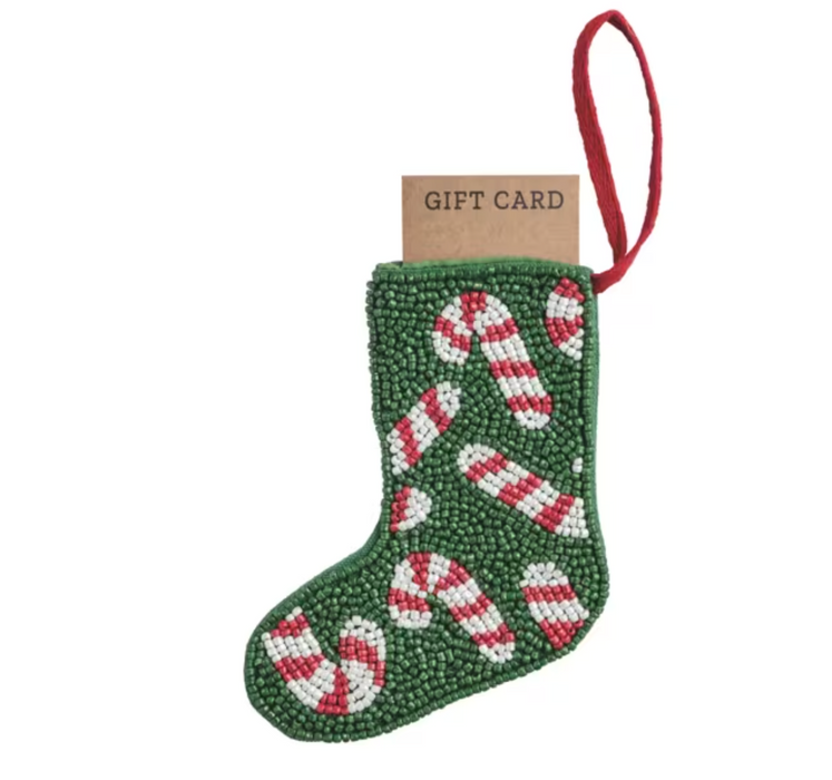 Stocking GC Holder Ornament | Candy Cane
