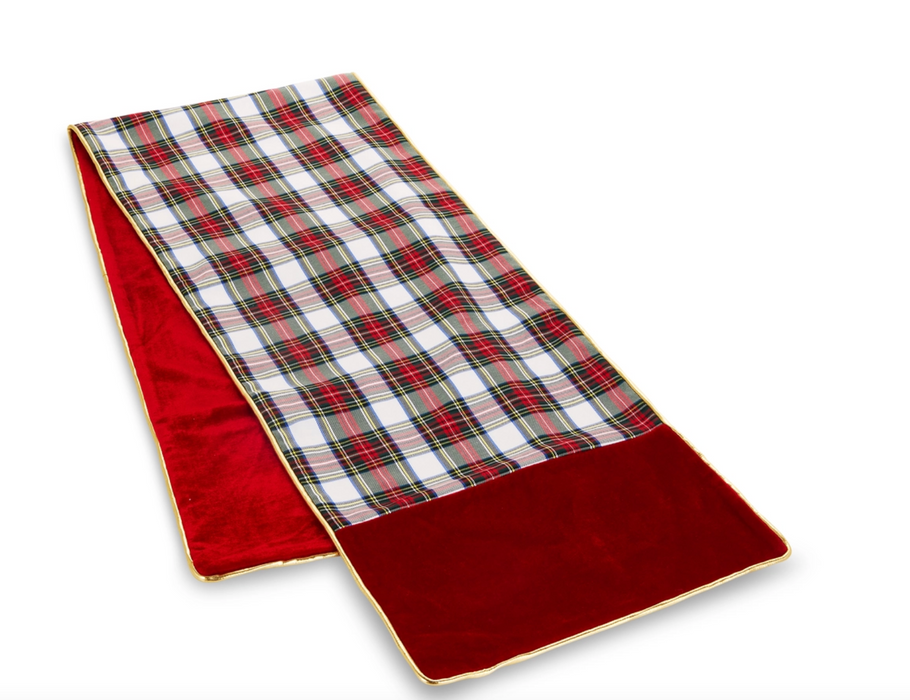 72" White Plaid Table Runner