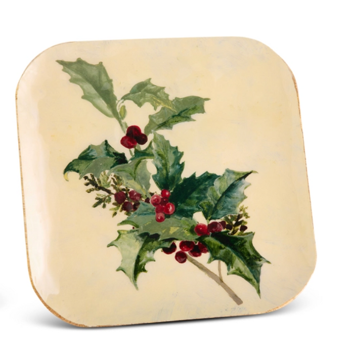 12" Holiday Evergreen Square Trays