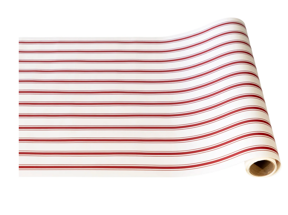 Paper Table Runner | Red Linen Stripe