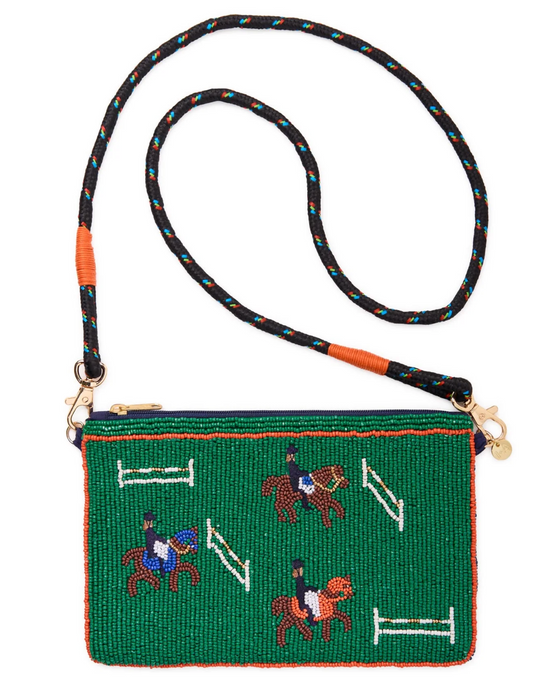 Leila Horse Beaded Clutch w/Strap