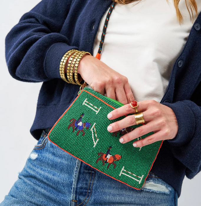 Leila Horse Beaded Clutch w/Strap