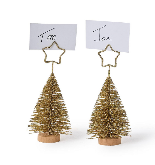 Gold Bottlebrush Tree Place Card Holders