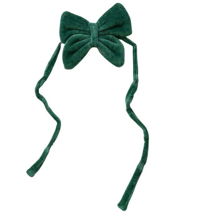 Green Velvet Bow Tie Napkin Holder Set