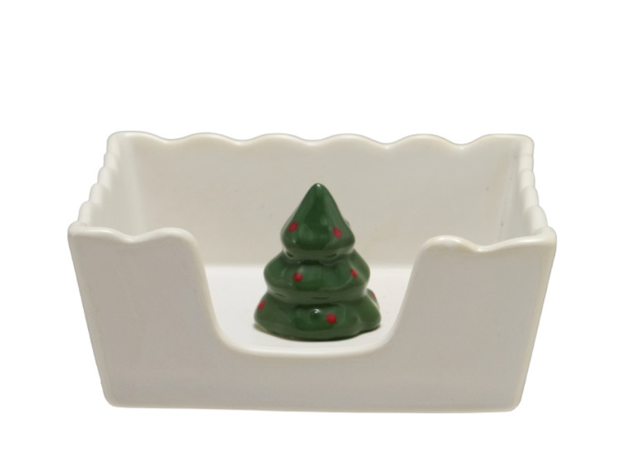 Holiday Bev Napkin Holder w/Tree Weight