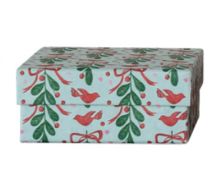 Small Blue Holiday Floral Gift Box