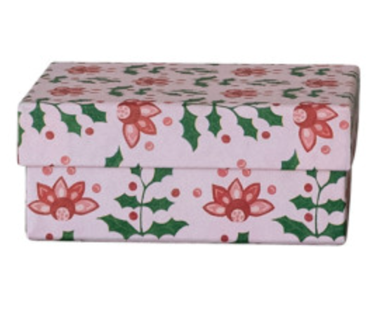 Medium Pink Holiday Floral Gift Box